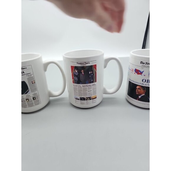 Mug President Barack Obama 44th President White 14 Oz Lot Of 4 Ny Times - Picture 8 of 11